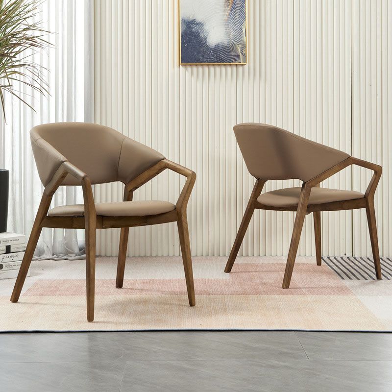 Contemporary Wood Dining Chairs Open Back Dining Side Chair for Home Use