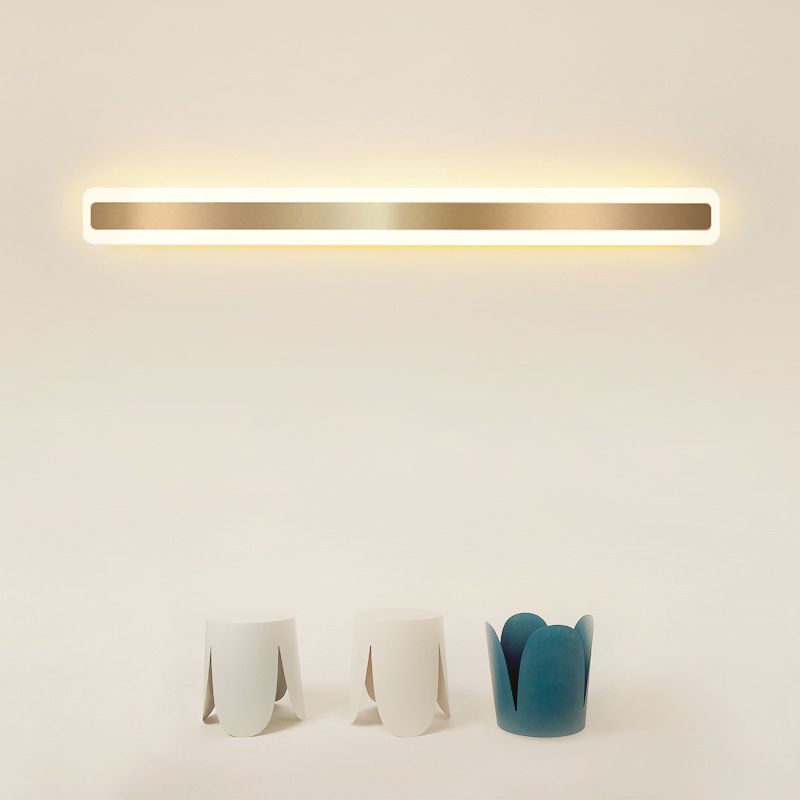 Modern Simple Style 1-Light Linear Shade Wall Sconce Mirror Wall Lighting in Gold