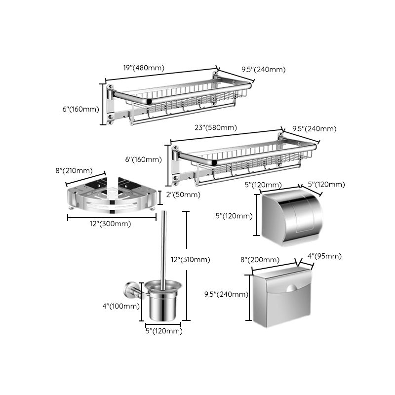 Modern Bathroom Accessories Hardware Set Silver Bathroom Hardware