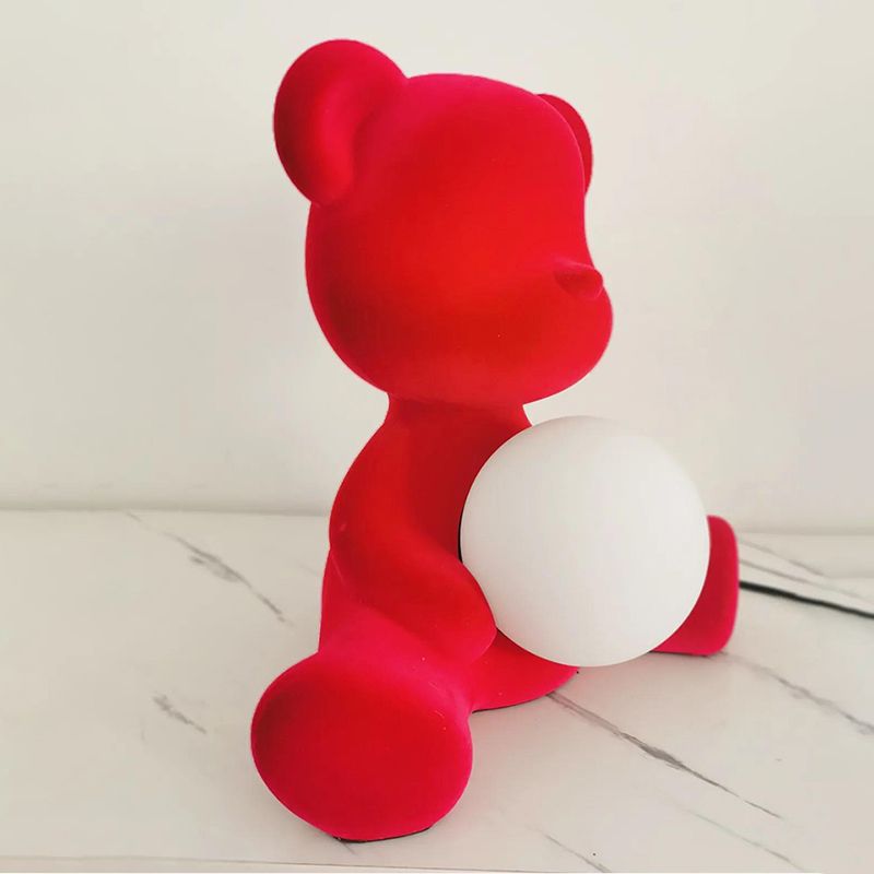 Macaroon Bear Table Lamp 1-Light Desk Light with Glass Shade for Bedroom