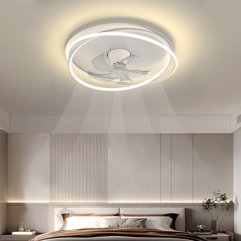 Single Modern Ceiling Fan Lamp Unique White/Black/Golden Acrylic Ceiling Fan Light