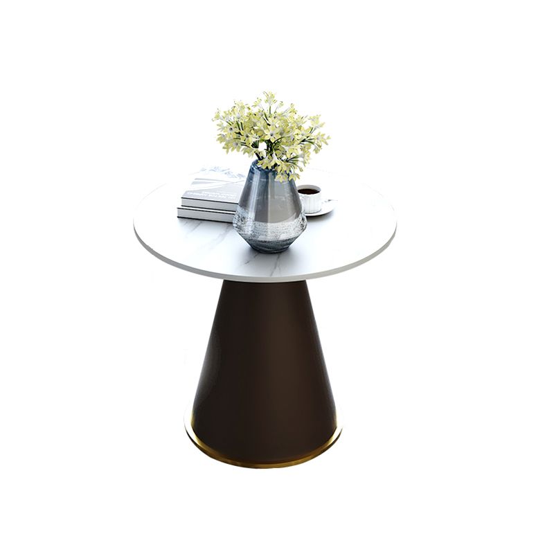 Modern Style Single Leg Base Solid Color Round Top Slate Coffee Table