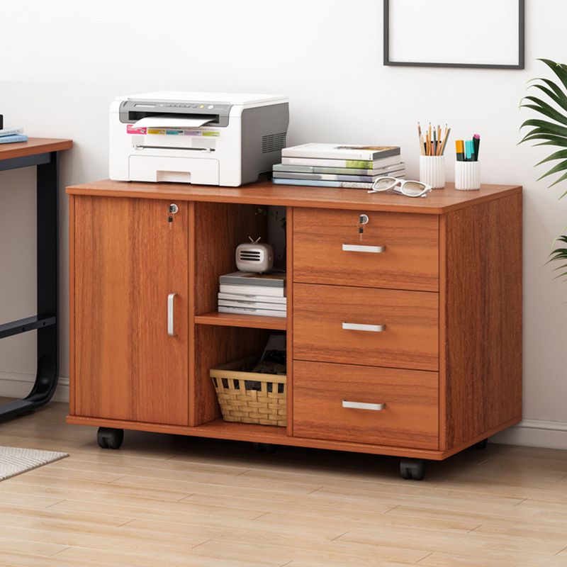 Modern Lateral File Cabinet Wood Locking Storage Filing Cabinet with Wheels