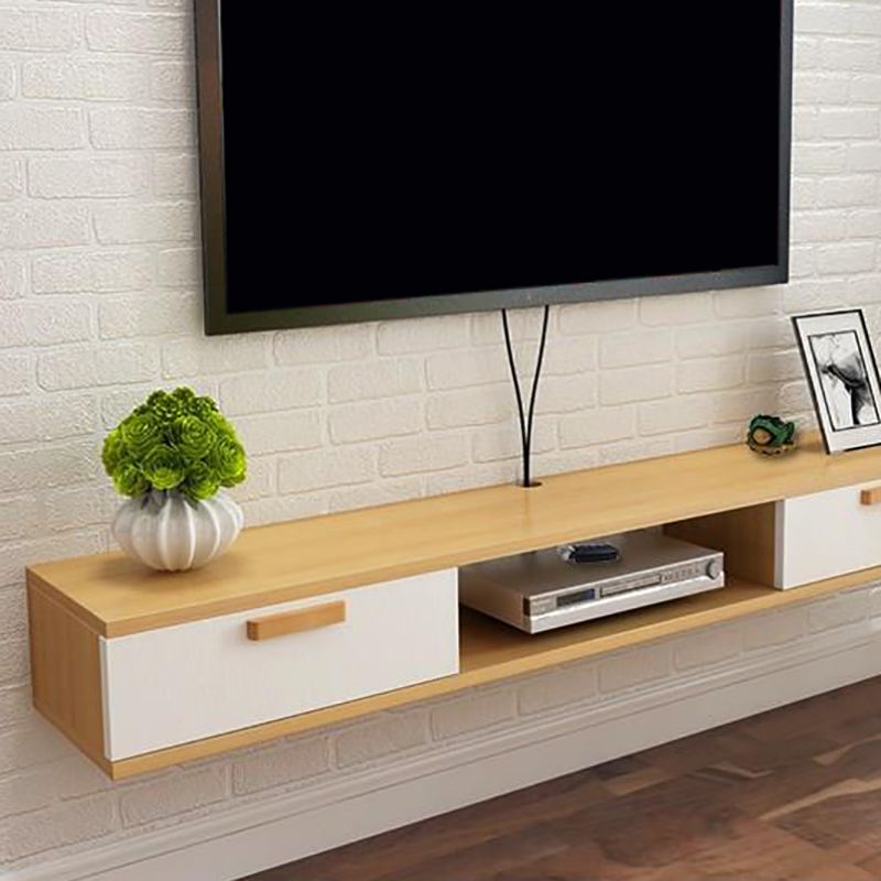 Modern Wood TV Console Open Storage TV Stand for Living Room