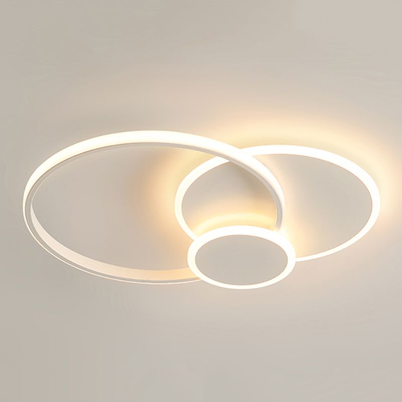 LED Iron and Acrylic Semi Flush 3 - Light Circle Ceiling Light in White