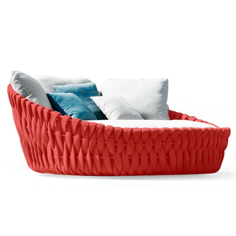 Contemporary Patio Daybed with Water Resistant Cushions in Metal