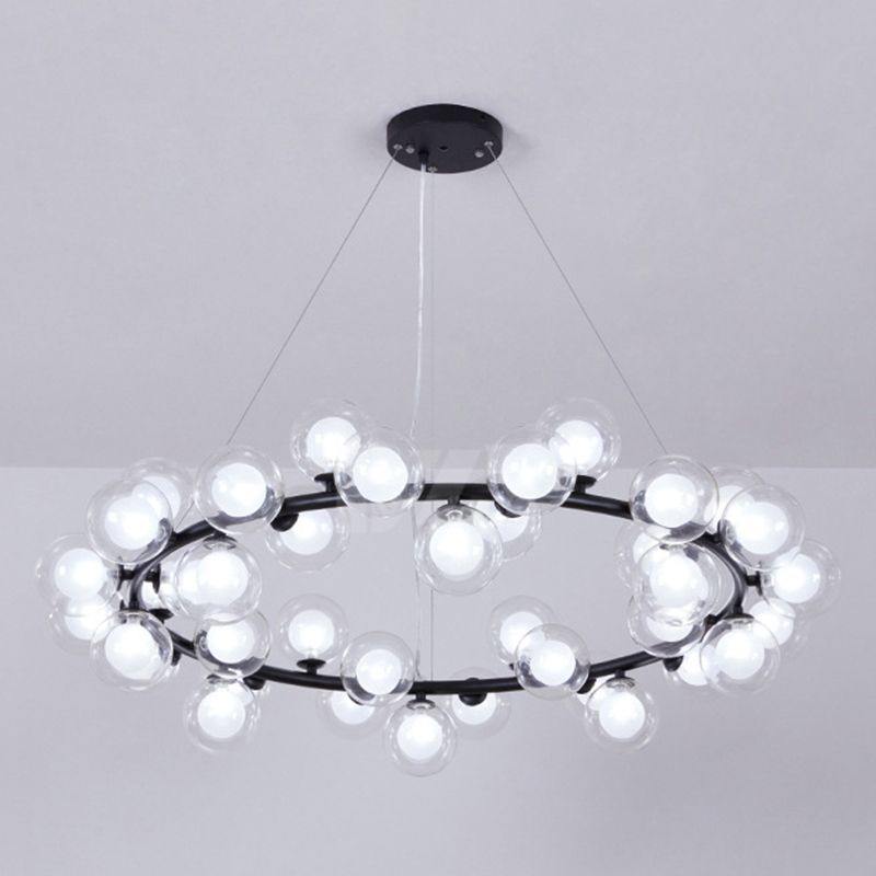 Clear and Frosted Glass Modo Suspension Light Minimalist Chandelier for Living Room