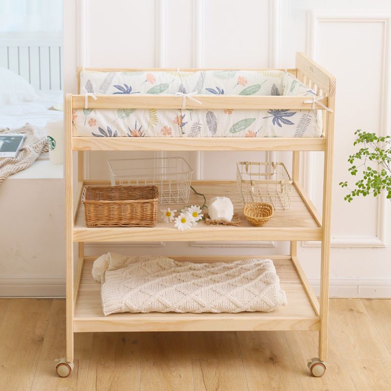 Pine Wooden Changing Table with Storage Shelf 2-in-1 Baby Changing Table