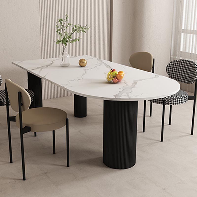 White Oval Top Dining Table Modern Stone Top Dining Table for Dining Room