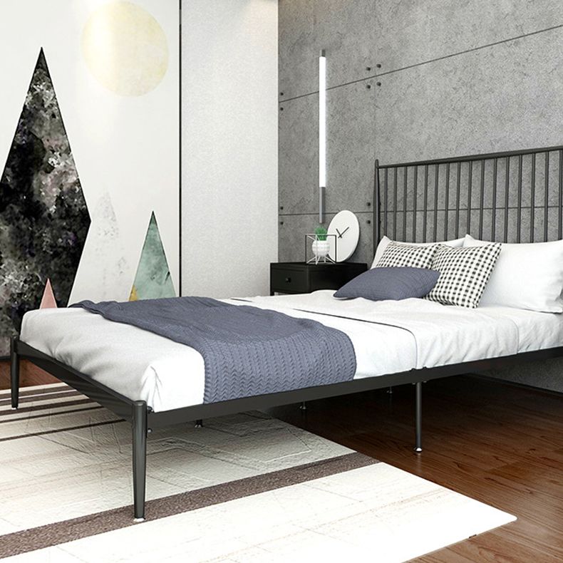 Contemporary Open Frame Bed Metal Standard Bed with Spindle Headboard Bed