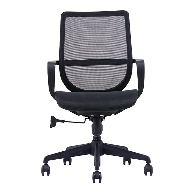 Modern Wheels Arm Chair Microfiber Black Mid-Back Desk Chair