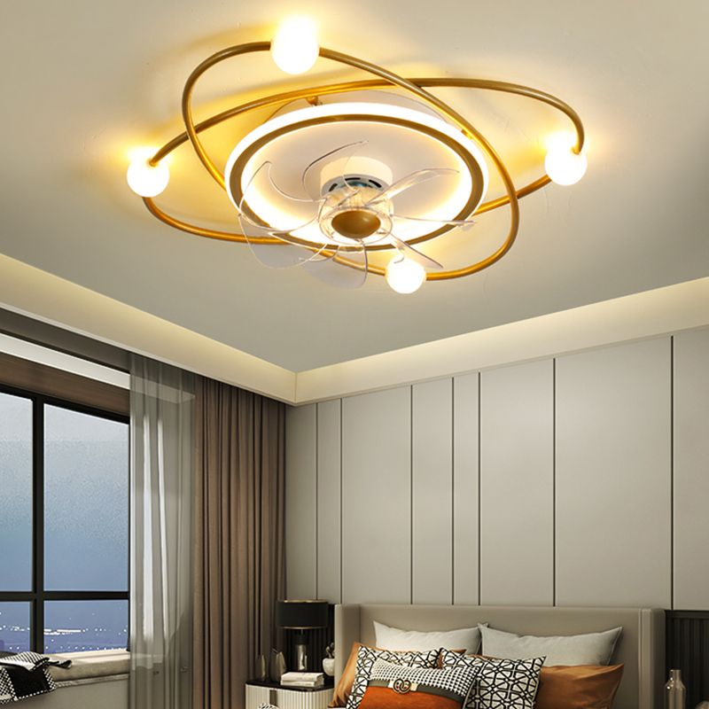 Nordic Geometric Fan Light Metal 5 Lights LED Flush Mount Light for Living Room