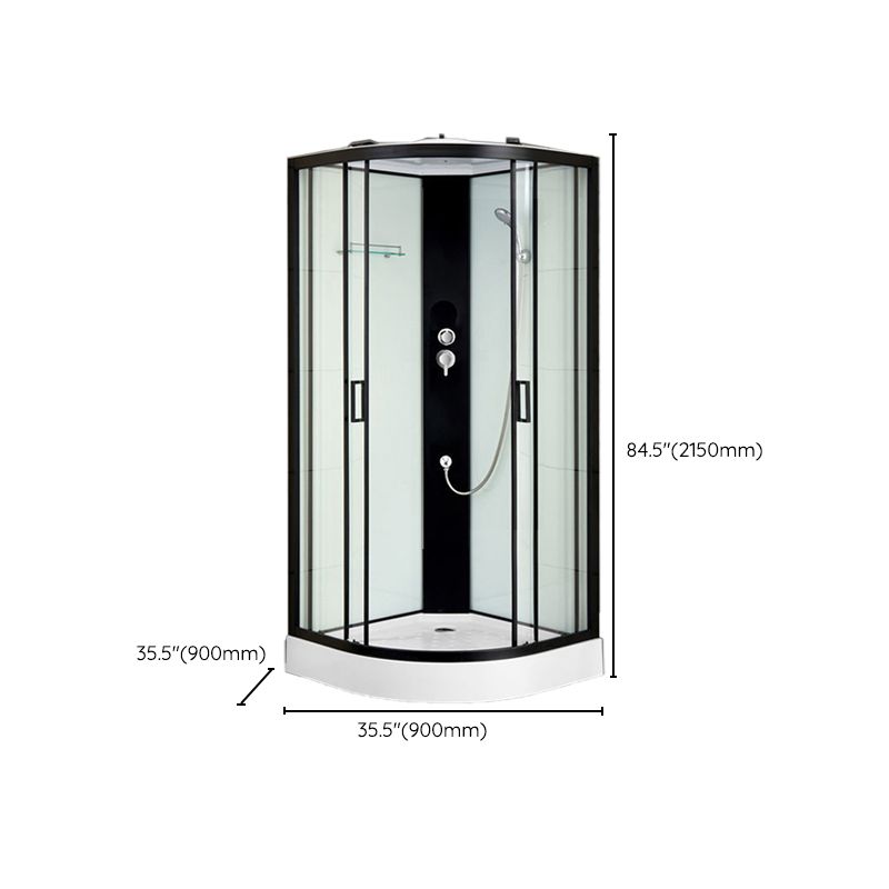 Black Framed Shower Enclosure Double Sliding Round Shower Stall