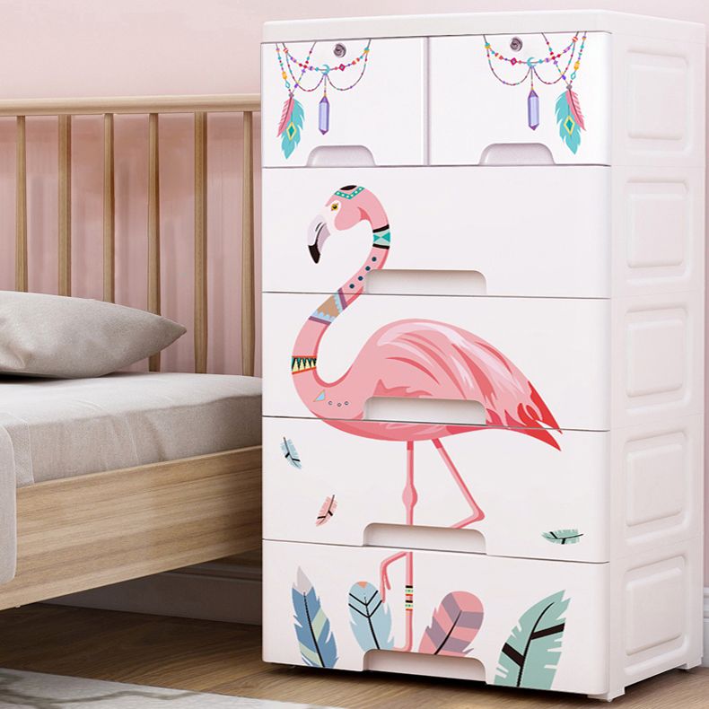 Modern Nursery Dresser Plastic Kids Nightstand with 5/6 Drawers