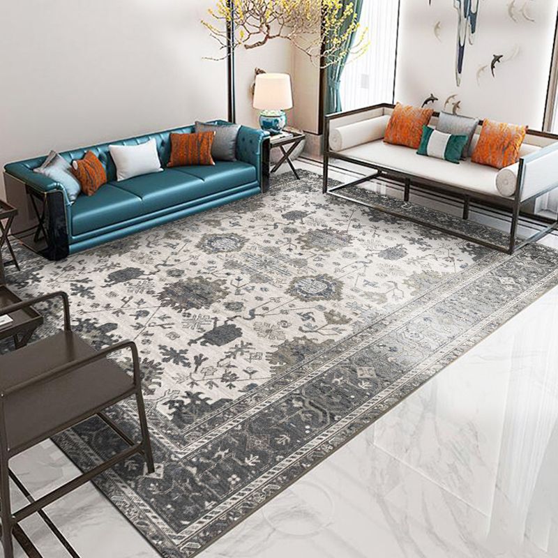 Moroccan Medallion Pattern Area Rug Polyester Indoor Carpet Pet Friendly Rug for Living Room