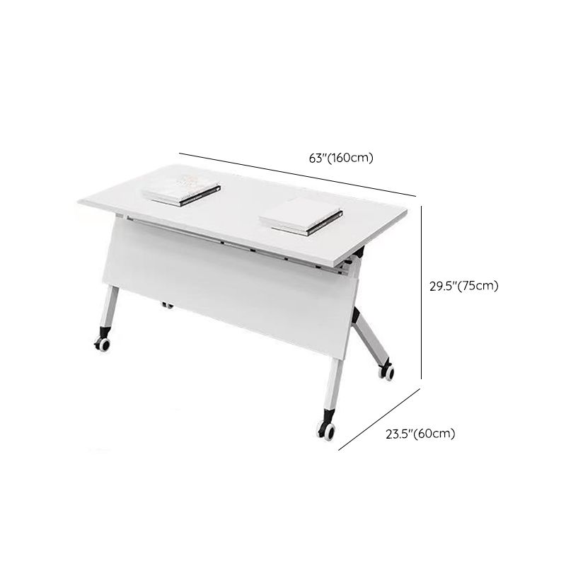 Rectangular Shaped Folding Writing Desk Wood with Metal Legs in White