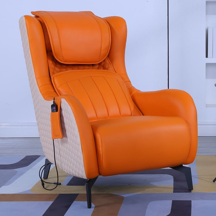 Contemporary Indoor Faux Leather Recliner Chair with Metal Legs