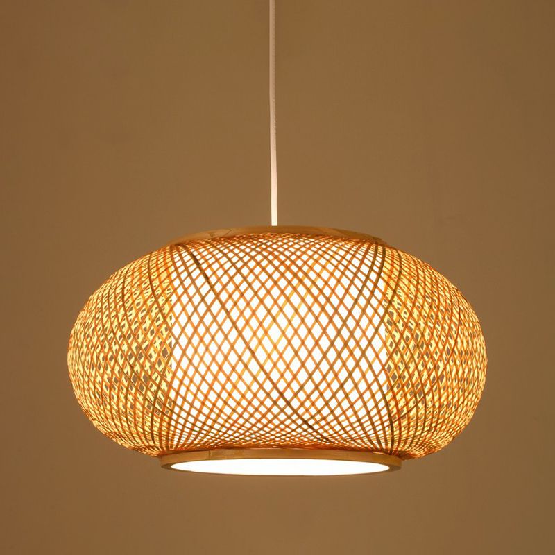 Rattan Geometrische Suspensionslicht 1 hängende Lampen für das Restaurant