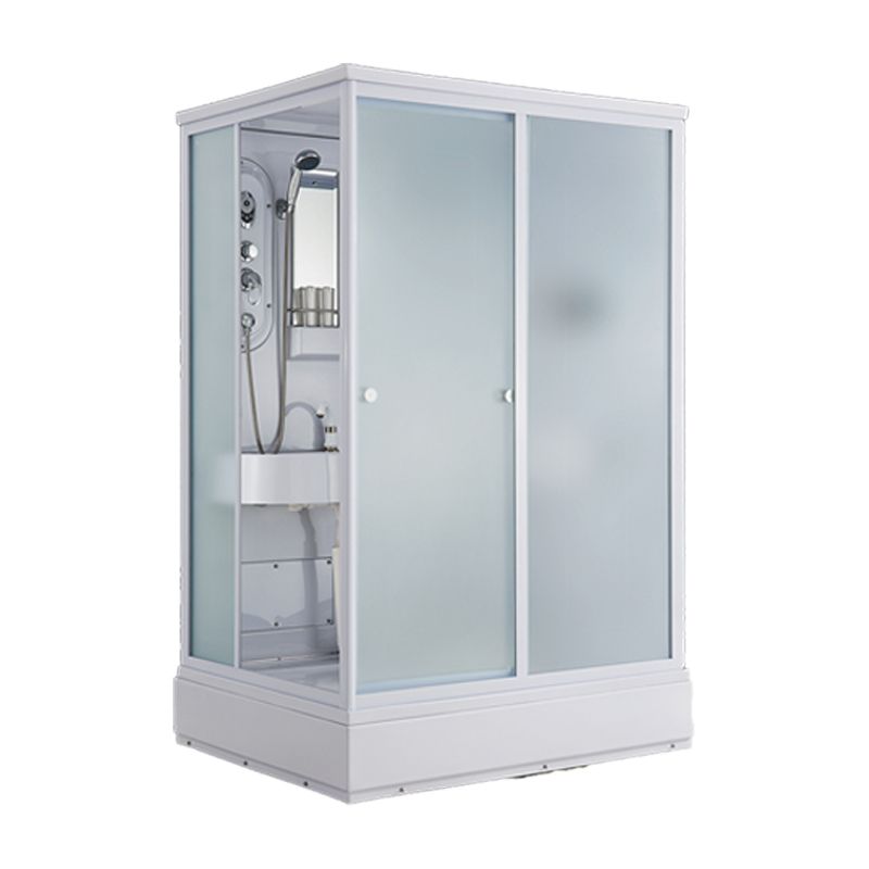 Contemporary Shower Stall Frosted Tempered Glass Rectangle Shower Stall with Ceiling