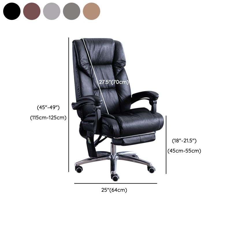 Modern Leather Slide Chair Padded Arms Adjustable Seat Height Office Chair with Wheels