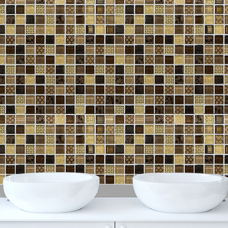 Black-Yellow Modern Wallpaper Panel Set 9.7-sq ft Mosaics Adhesive Wall Art for Restroom