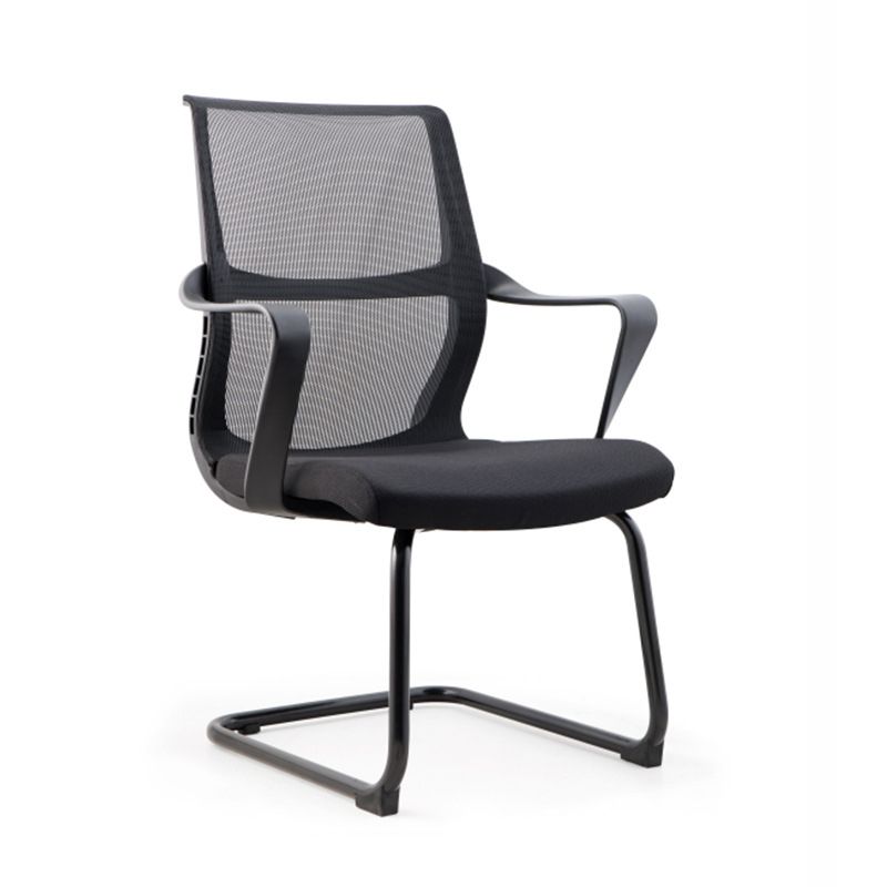 Contemporary Desk Chair Black Mid Back Fixed Arms Home Office Chair