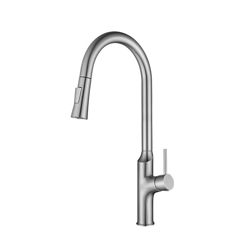 Contemporary Single Lever Kitchen Faucet 1-Hold Water Faucet with Pull out Sprayer