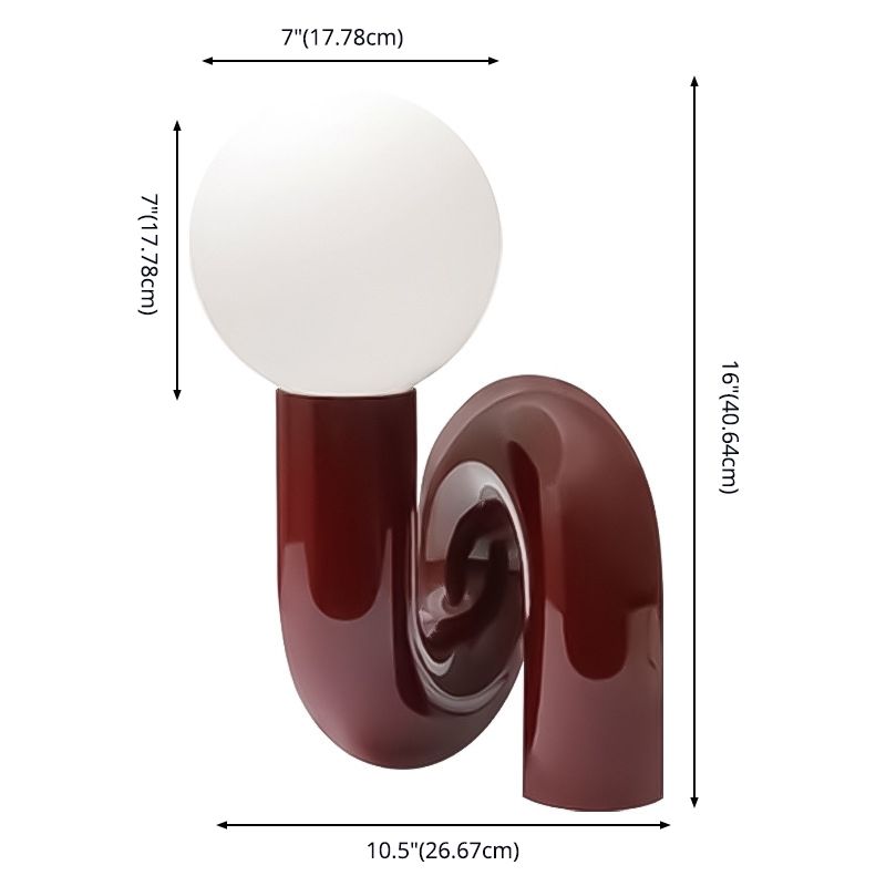 Twist Artistic Base Glass Globe Table Lamp Nordic Style Simplicity Resin Lighting Fixture in Red