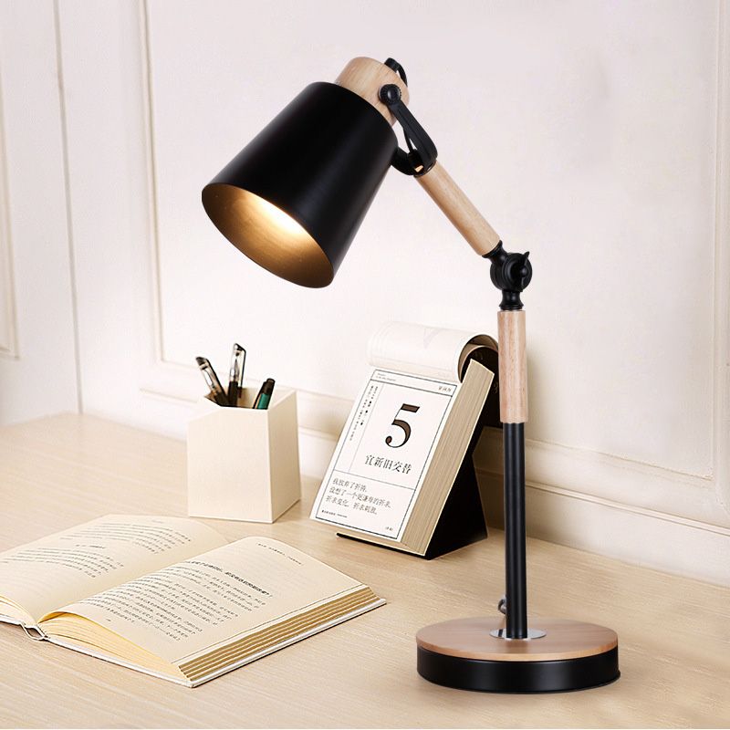 Bell Desk Light Contemporary Metal 1 Bulb Black/White Night Table Lamp for Living Room