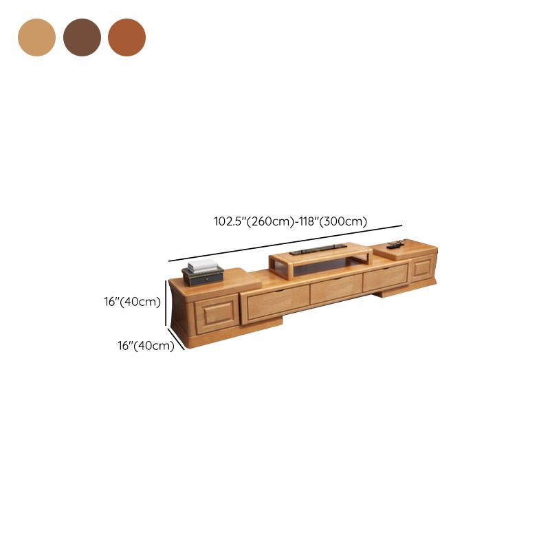 Oak Contemporary Media Console 3 Drawers TV Console with Splayed Wooden Legs