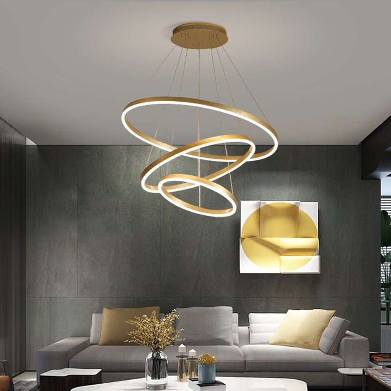 Metal Multi-Tier Chandelier Pendant Light Simple LED Hanging Light Fixture