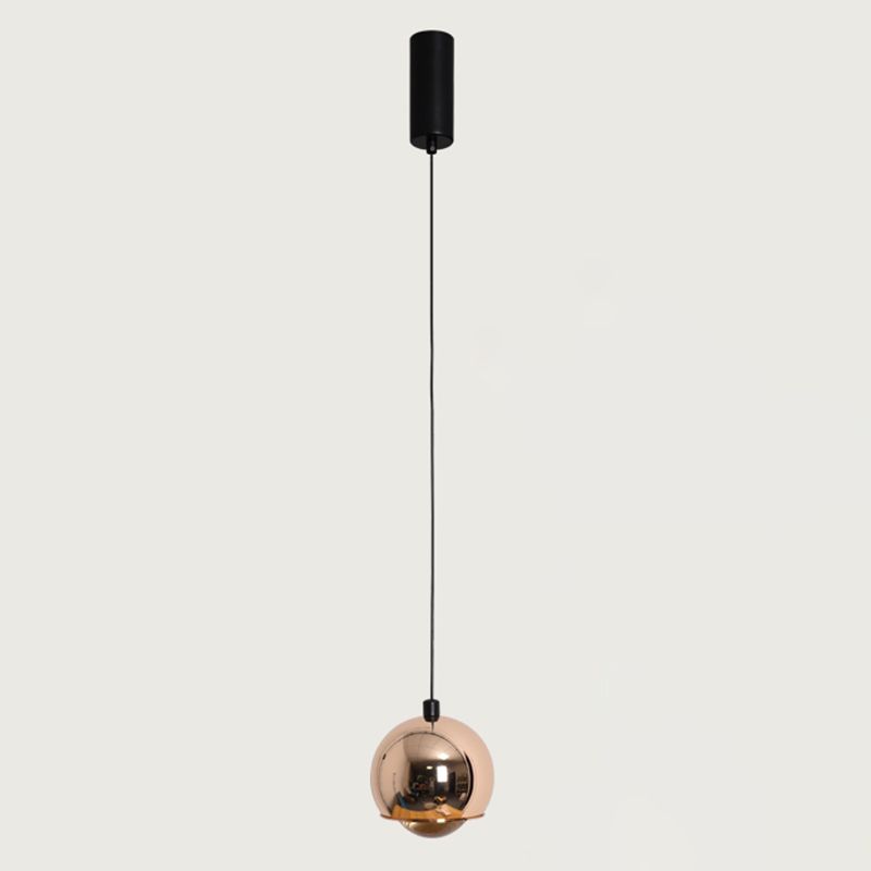 Postmodern Aluminum Pendant Light Globe 4" Wide LED Hanging Pendant for Bedroom