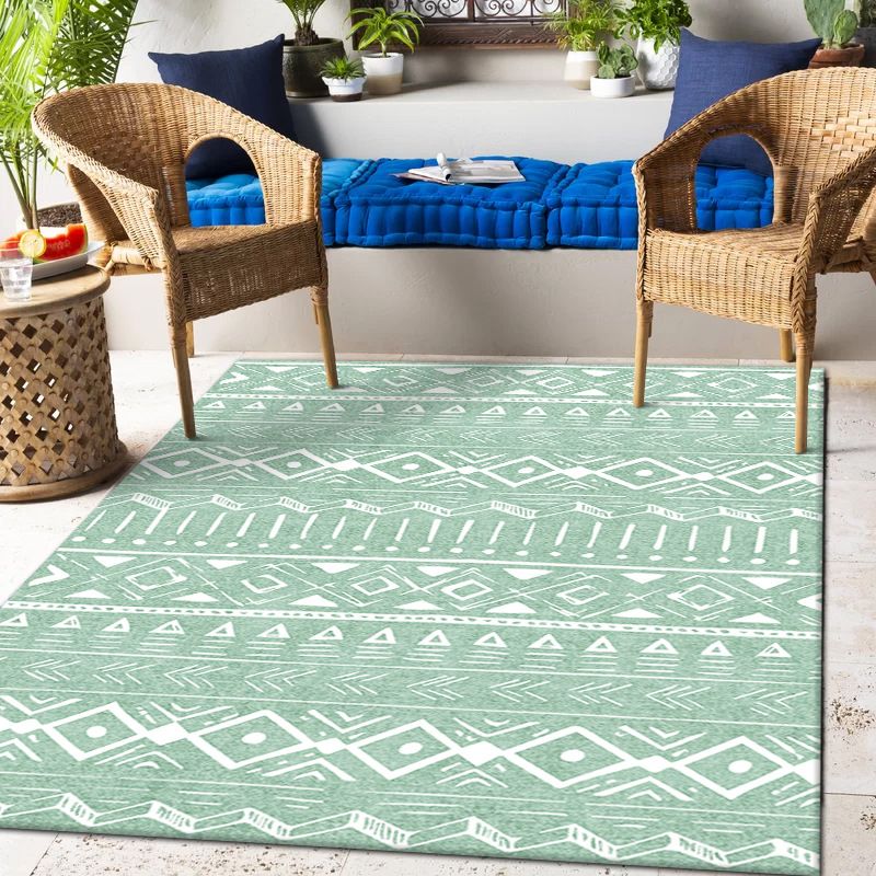 Classic Bohemian Rectangle Area Rug Natural Tribal Print Indoor Carpet Polyester Anti-Slip Backing Carpet for Living Room