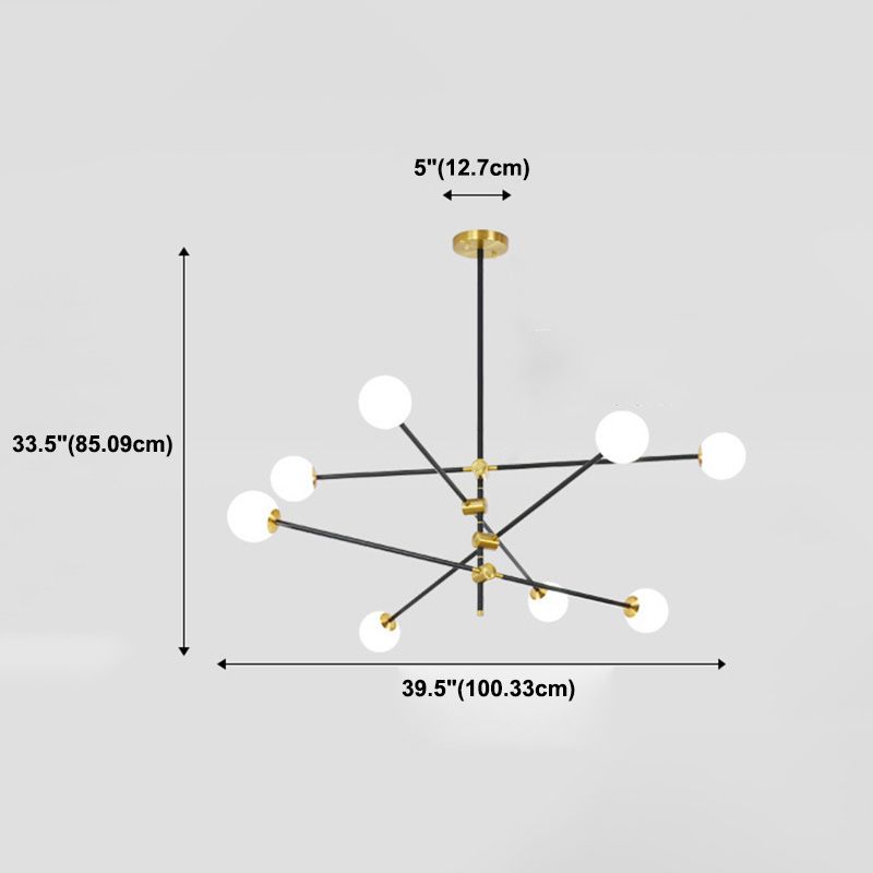 Schwarze Industrieaufhängung Kronleuchter Milchglas Globe Multi -Leuchten Hänge Deckenbehandlung