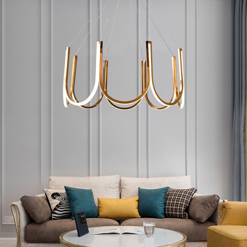 U-Shaped Metal Suspended Lighting Fixture Simple Style LED Chandelier Pendant Light