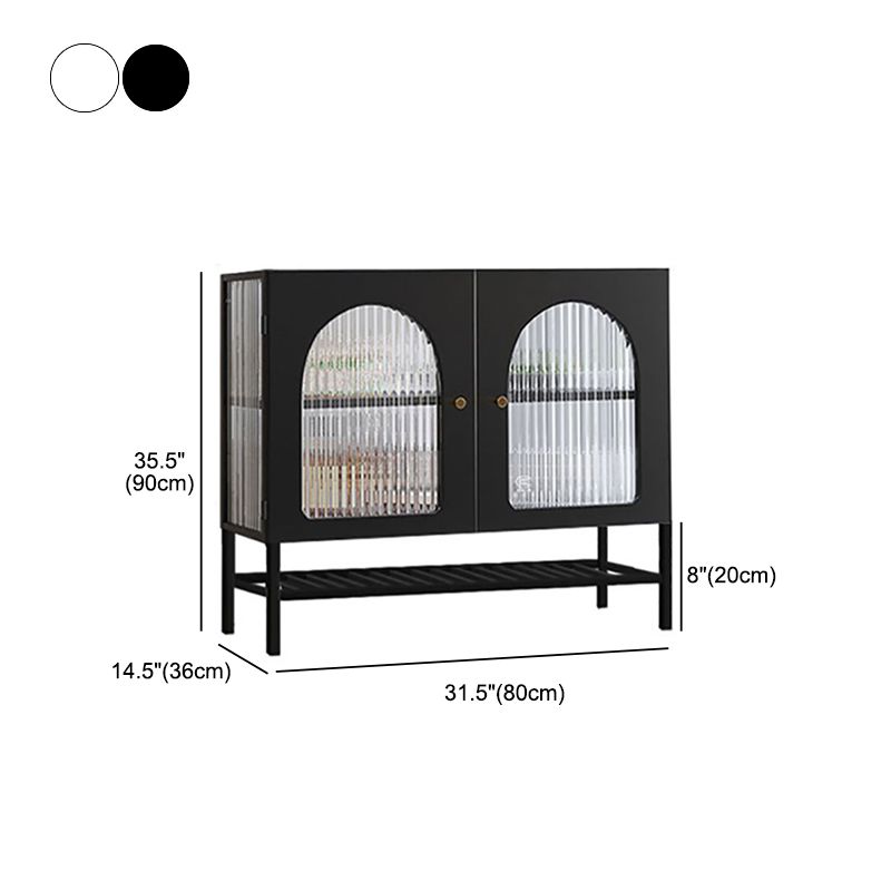 Glass Doors Iron Frame Server Modern Style Buffet Server for Living Room