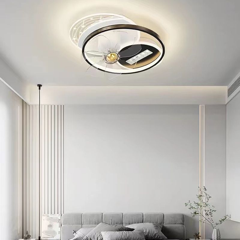 Round / Square LED Fan Mount Fixture in Black and White Modern Ceiling Fan