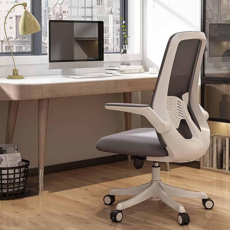 Mid Back Upholstered Office Chair Height-adjustable Desk Chair with Wheels