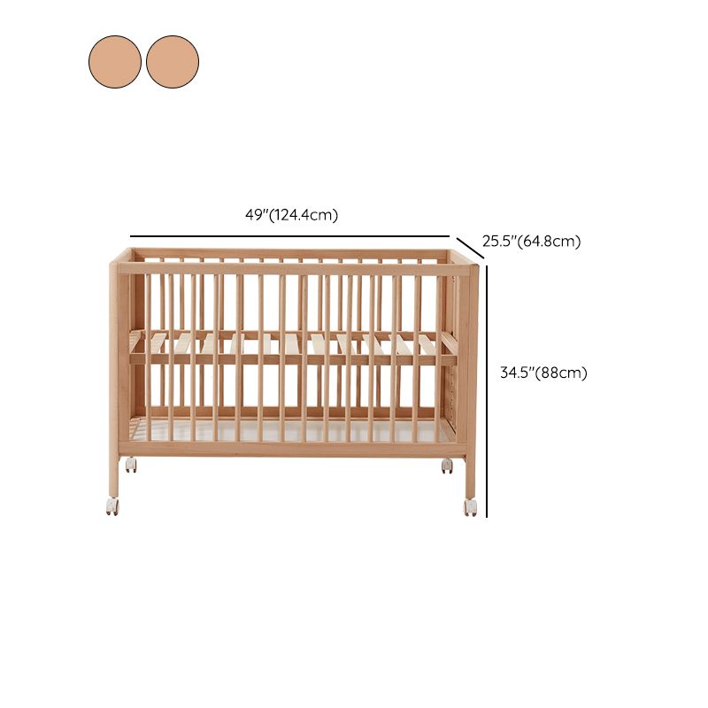 Farmhouse / Country Beech with Guardrail Light Wood with Adjustable Height Baby Crib