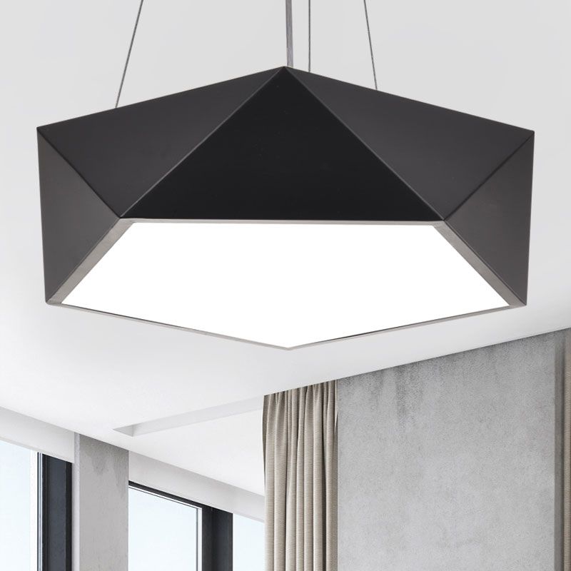 Black Pentagon LED Hanging Light Fixture Modern Metal Ceiling Chandelier for Office