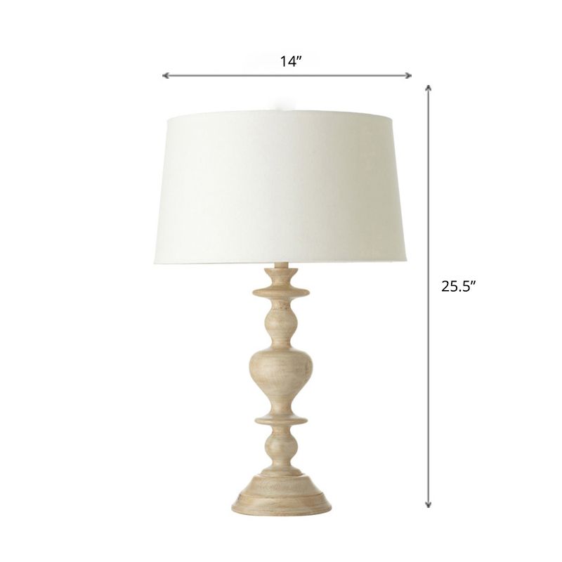 Tapered Bedroom Nightstand Light Minimalism Fabric 1 Head Table Lamp with Baluster Base