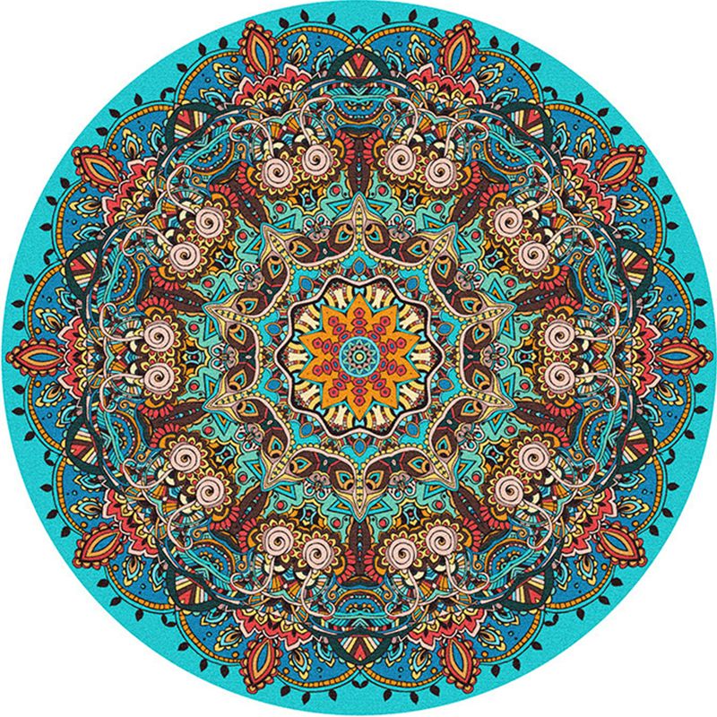 Alfombra de área de dormitorio multicolor alfombra de estampado marroquí de mandala