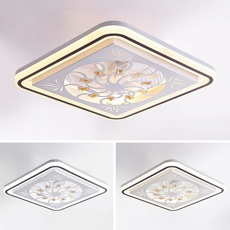 Modern Style Ceiling Fan Lamp LED Crystal Ceiling Mount Light with Acrylic Shade