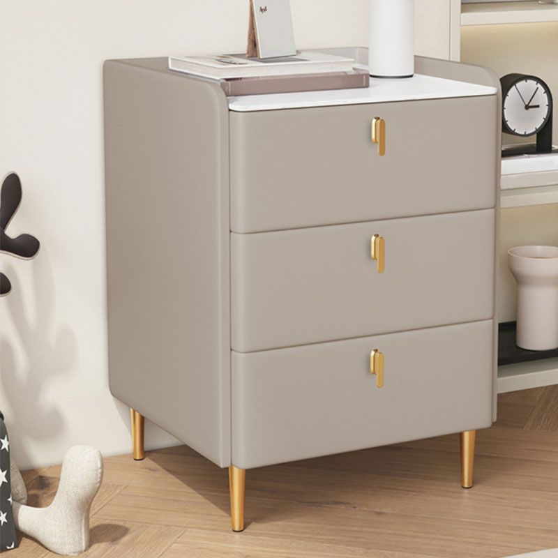 Contemporary Stone Bedside Cabinet with 3 Drawers for Bedroom