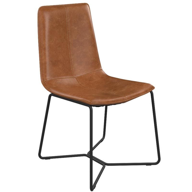 Leather Dining Chair High Back Fabric Dining Chair in Matte Finish