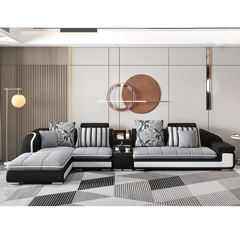 Contemporary Light Gray Sectional with Removable Cushions for Living Room