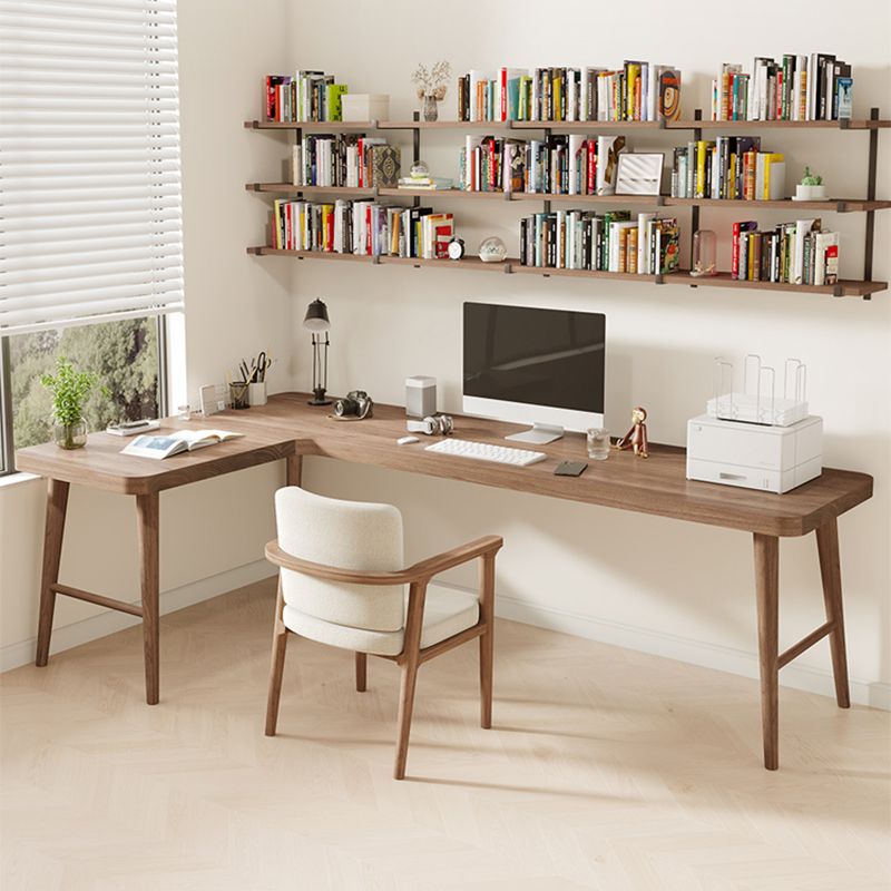 Industrial L-Shape Writing Desk Solid Wood Office Desk for Office