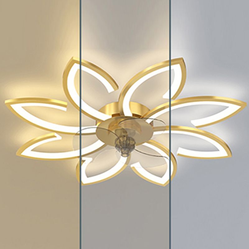 Fleurée de fleurs ventilateur de plafond en métal Style moderne 6 lumières Fan Plafond Lampe