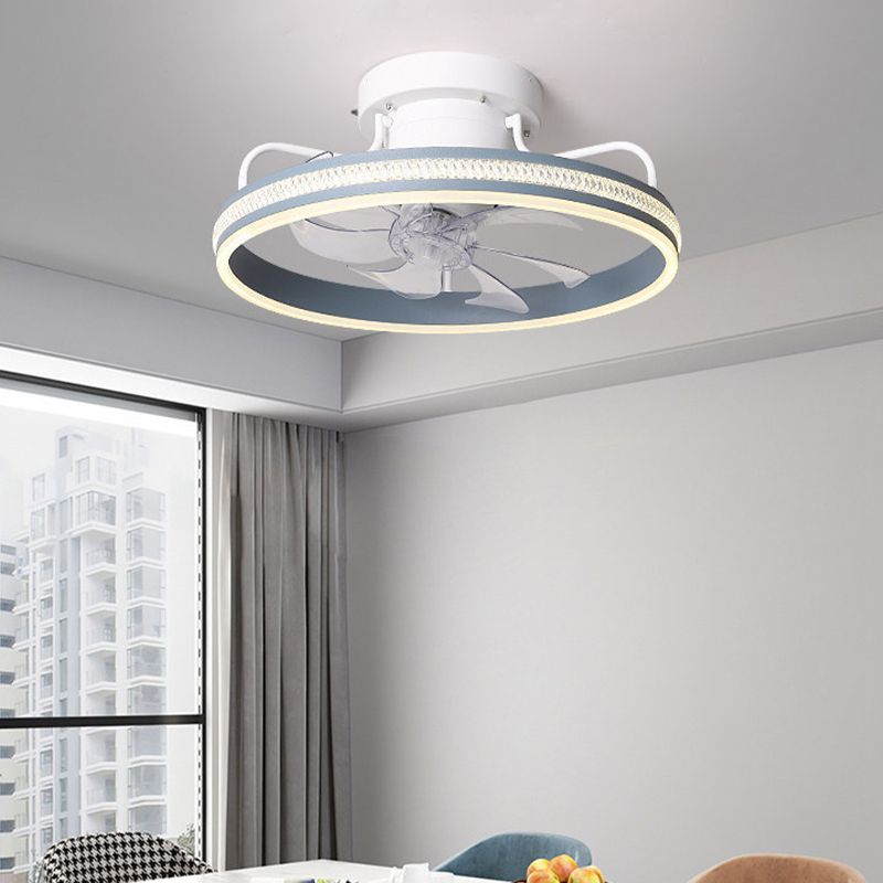 Modern Circle Ceiling Fan Lights Metal LED Ceiling Fan for Bedroom