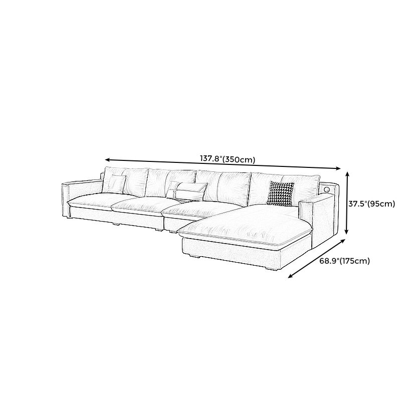 Modern Square Arm Sectionals 33.46"H Pillow Back Sofa and Chaise